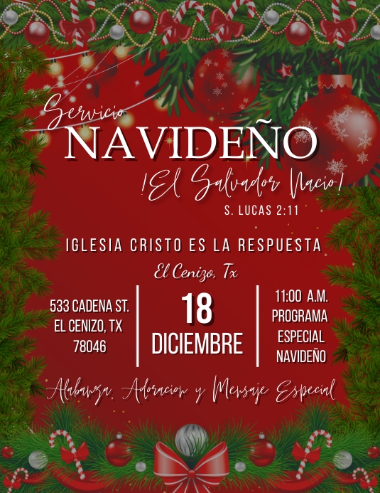 Servicio Navideño Template | PosterMyWall