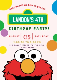 Sesame Street Birthday A6 template