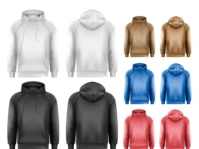 Set of black and white and colorful male hoodies with sample text space. Yard Sign template