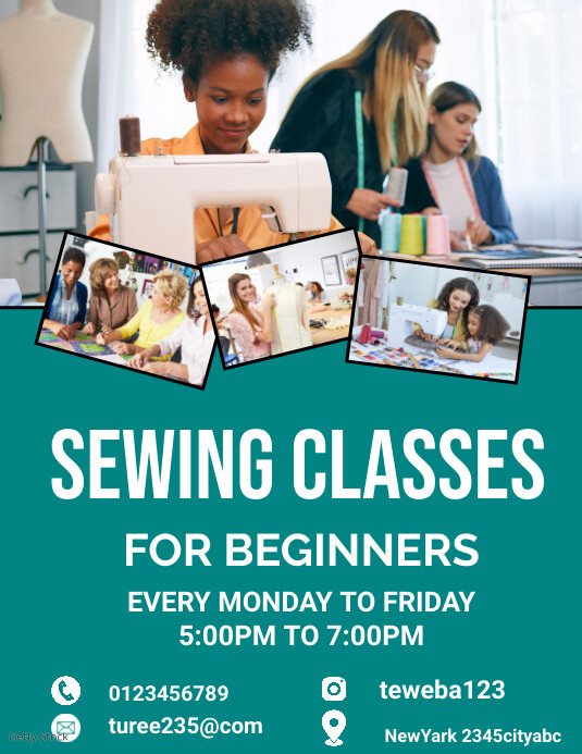 sewing classes flyers template