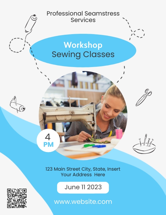 sewing workshop modern flyer advertisement Template | PosterMyWall