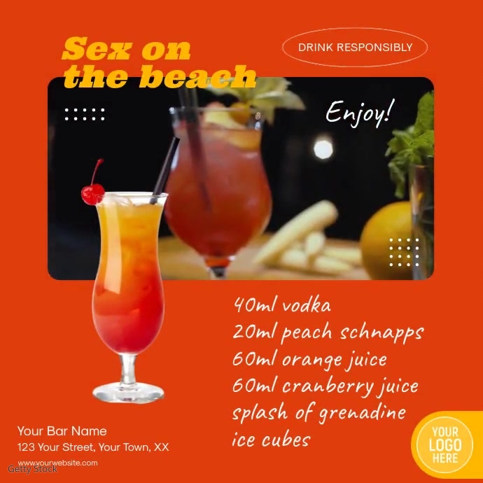 Sex On The Beach Drink Recipe Video Ad Template PosterMyWall Sex on the beach drink recipe video ad template postermywall
