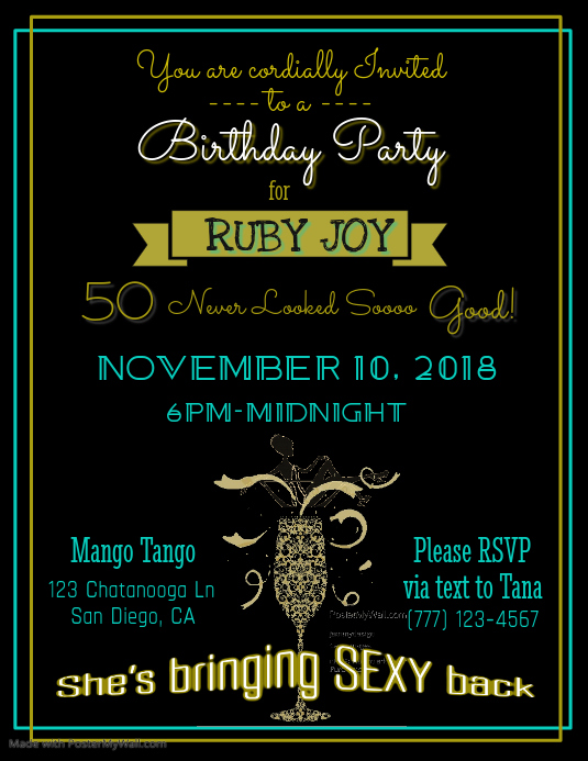 Sexy 50th Birthday Flyer Template PosterMyWall