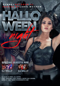 Black Halloween Party A4 Template