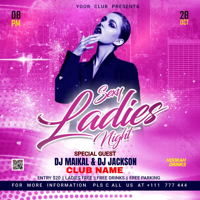 sexy ladies night club party ad design Post Instagram template