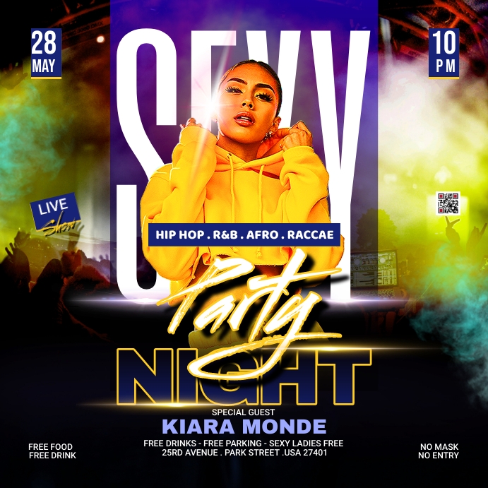 sexy night party flyer Kwadrat (1:1) template