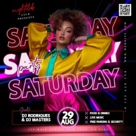 Sexy tropical neon club party event design template Vierkant (1:1)