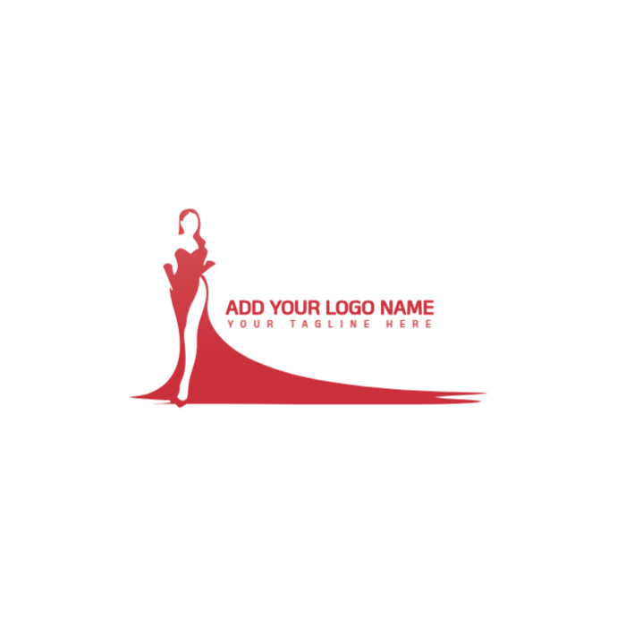 Sexy Woman With Long Red Tail Dress/fashion Logo Of Women's Dress ...