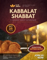 Shabbat Kabbalat Dinner Invite Flyer Volante (Carta US) template
