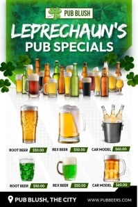 Shamrock Drinks Pub Poster template