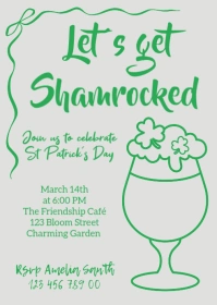 Shamrock Party St Patricks Day Invitation A6 template