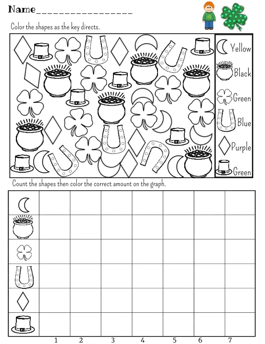 Shape Color and Graph Worksheet Рекламная листовка (US Letter) template