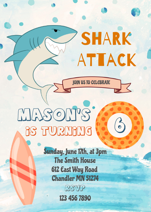 Modele Invitation D Anniversaire De Fete D Attaque De Requin Postermywall Modele Invitation D Anniversaire De Fete D Attaque De Requin Postermywall