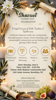 Shavuot Community Celebration Flyer Template Instagram-reel