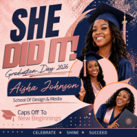 She Did It Graduation Flyer โพสต์บน Instagram template