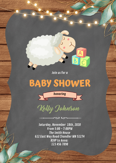 Baby Block Invitations Copy of Sheep and baby block theme Invitation | PosterMyWall