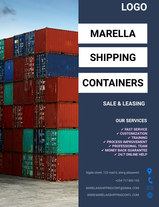 SHIPPING CONTAINER FLYER Løbeseddel (US Letter) template