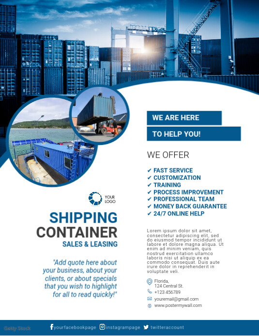 Shipping Container Sale Flyer Template Рекламная листовка (US Letter)