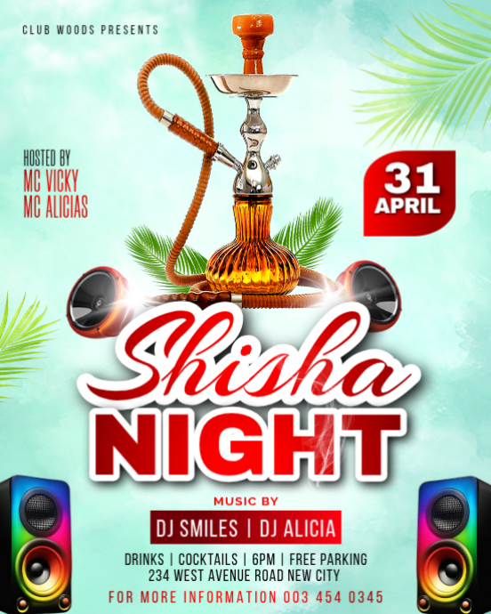 Shisha Promotion Shisha Night hookah lounge night club music dj Event promotion flyer ...