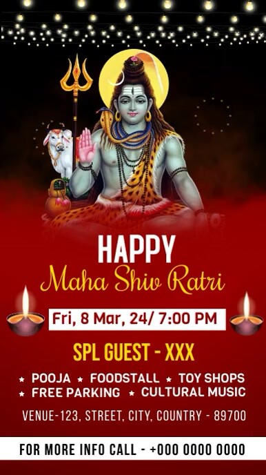 Shivratri Celebration Digital Template | PosterMyWall