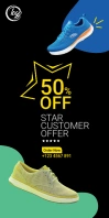 Shoe Discount Offer Roll Up Banner 3' × 6' template