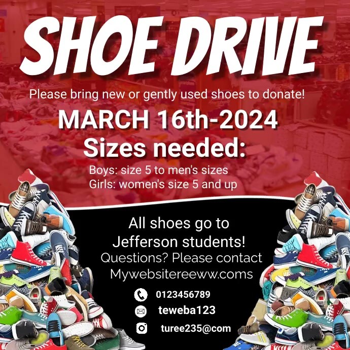 shoe drive flyers โพสต์บน Instagram template