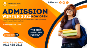 Orange School Admission Promotion Digital Display Template