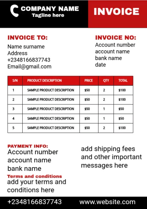 Shop invoice list Template | PosterMyWall