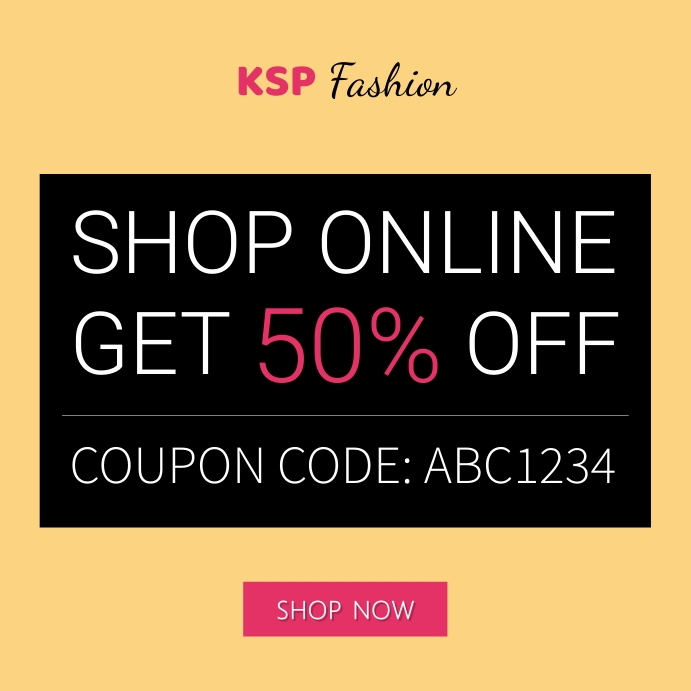 Shop Online Coupon Code Fashion Ad Instagram Plasing template