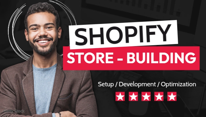 shopify store building red and white minimal Blog overskrift template