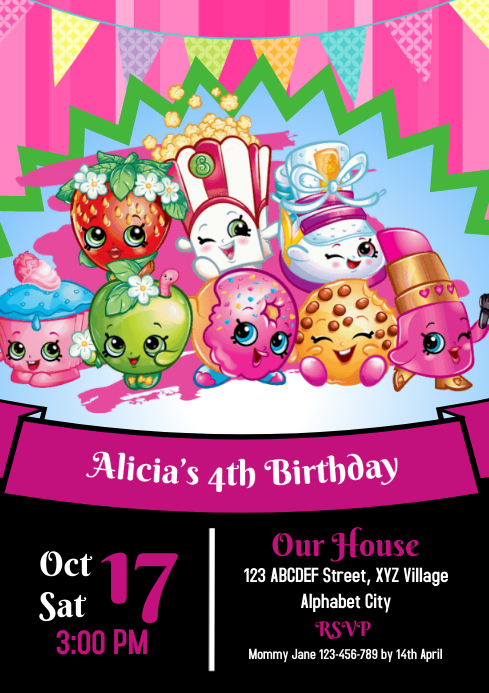 Shopkins Birthday Invitation Template | PosterMyWall