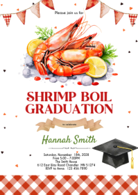 Shrimp Boil graduation theme invitation A6 template