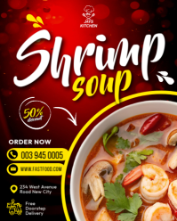 Shrimp soup prawn seafood broth shellfish bisque stew chowder restaurant digital signage flyer Instagram Portrait template