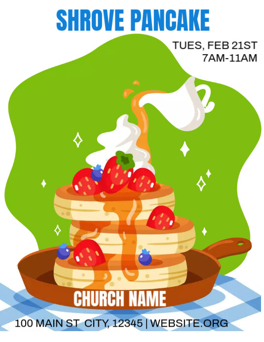 Shrove Pancake Flyer (US Letter) template