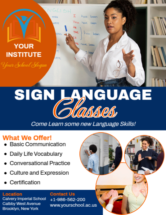 Sign Language Class Ad Flyer templaat | PosterMyWall