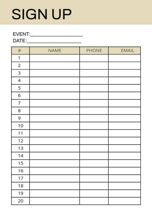 Programme Sign Up Poster Plantilla de Sign up | PosterMyWall