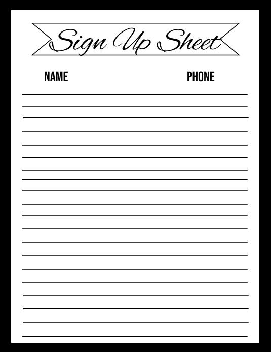 Fundraising Sign Up Sheet Template