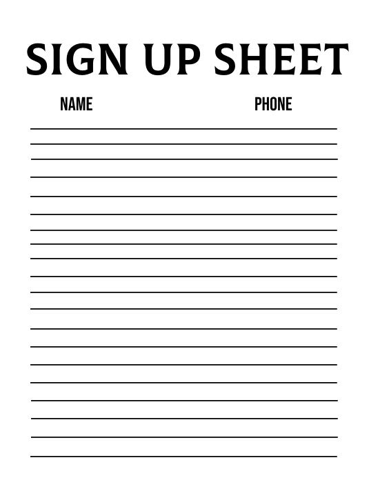Copy of Sign Up Sheet Template PosterMyWall