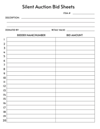 Silent Auction Bid Sheet Flyer (US Letter) template