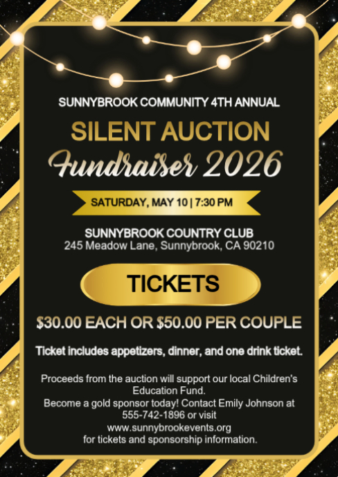 Silent Auction Fundraiser Sign Template | Charity Auction Event Poster ...