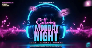 Silent Disco Club party event design template Facebook 共享图片