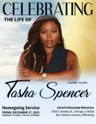 Silver and Gold Heavenly Home Funeral Invite Volantino (US Letter) template