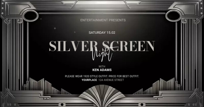 Silver Screen Party Facebook promo template | PosterMyWall
