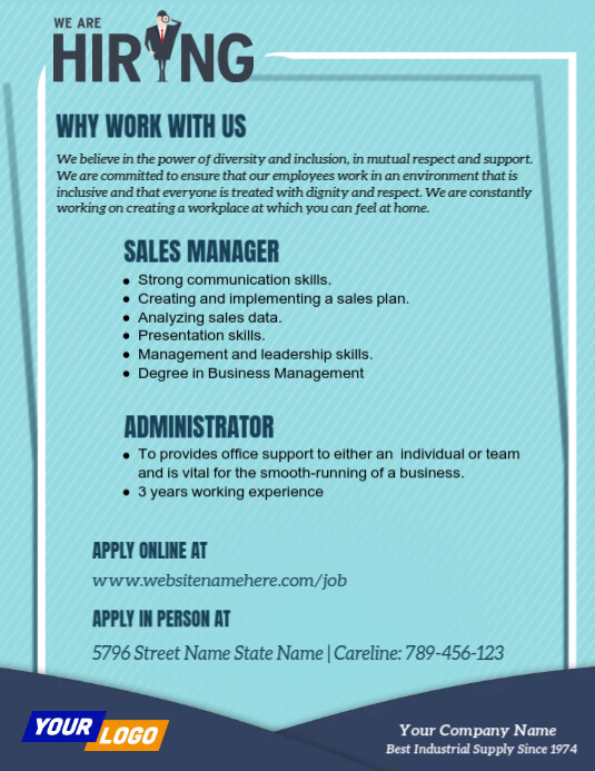 Simple & Clean Job Vacancy Template | PosterMyWall
