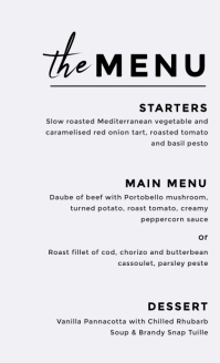 simple and elegant wedding menu template Format US Legal