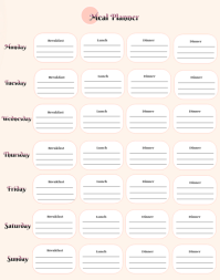Simple and Minimal Printable Weekly Meal Planner Affiche/Panneau mural template