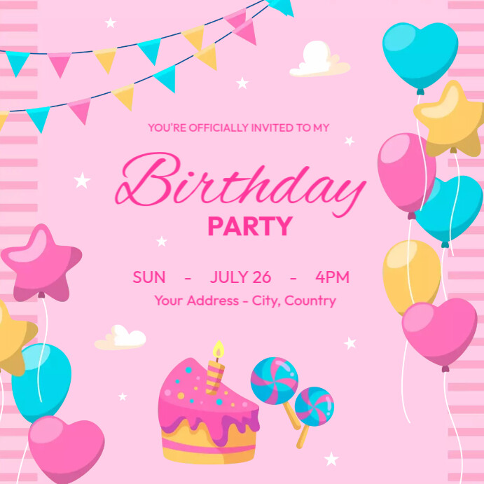 Simple Birthday Invitation Template PosterMyWall