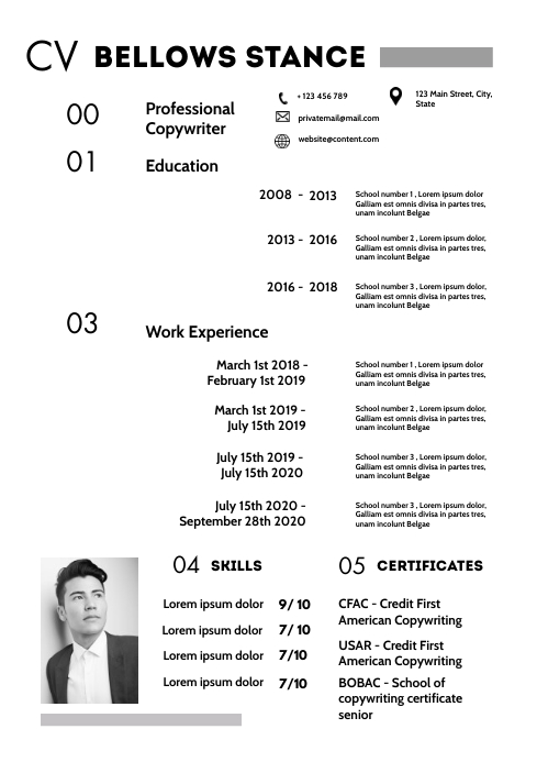 Simple Vita Example simple black and white modern curriculum vita Template | PosterMyWall
