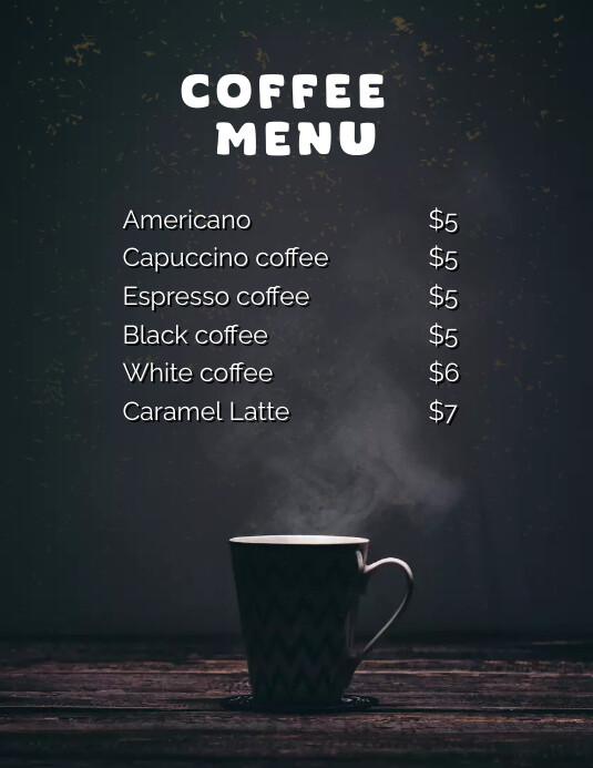 Simple Black Coffee Menu Template PosterMyWall