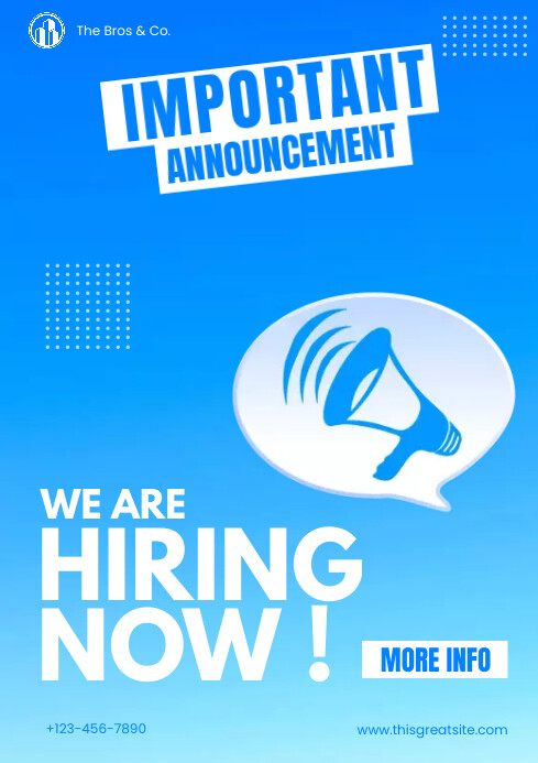 Simple Blue Hiring Poster Template | PosterMyWall